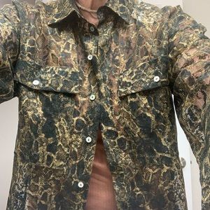 Zara NWT SIZE MED Animal print sheer top